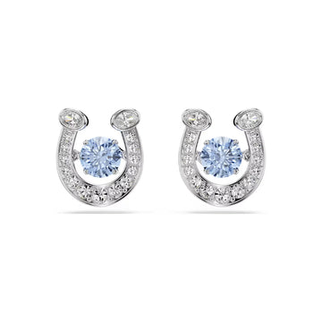 Orecchini a lobo Swarovski ferro di cavallo e zircone blu MISURA UNICA