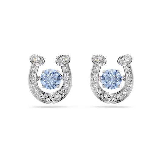 Orecchini a lobo Swarovski ferro di cavallo e zircone blu MISURA UNICA