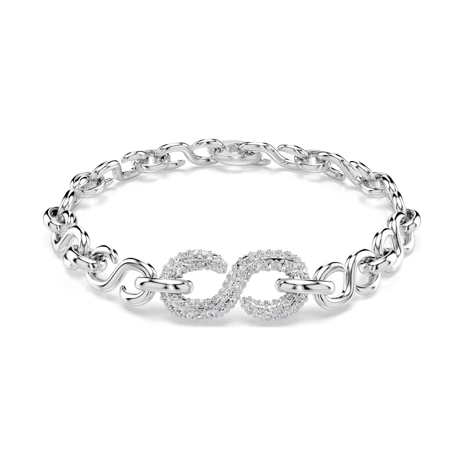 Bracciale catena Swarovski Dextera motivo centrale e cristalli 19 cm