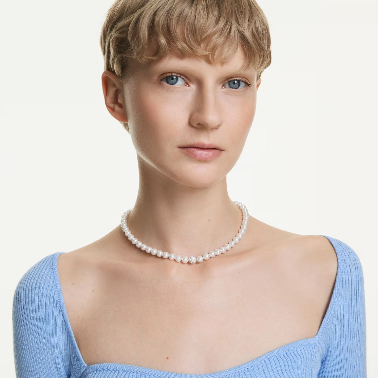 Collana girocollo Swarovski Matrix con Crystal Pearls bianche MISURA UNICA