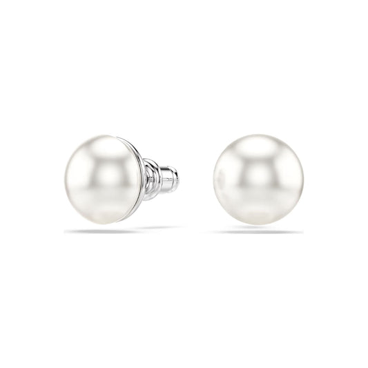 Orecchini a lobo Swarovski Matrix rodiati con Crystal Pearls MISURA UNICA