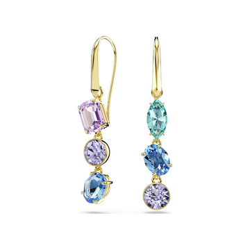 Orecchini Swarovski Gema dorati con cristalli blu e viola MISURA UNICA