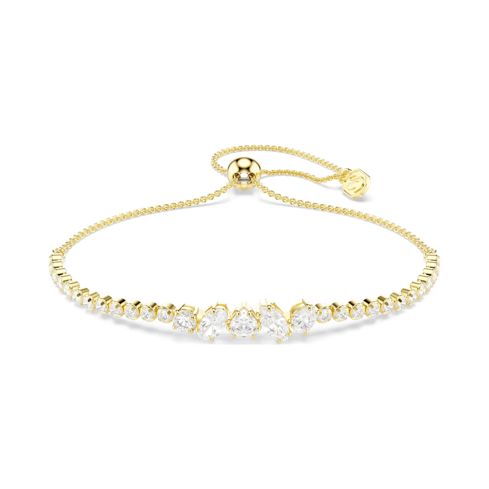 Bracciale regolabile Swarovski Mesmera lega dorata e zirconi