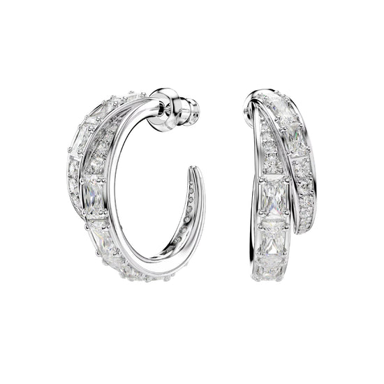 Orecchini a cerchio Swarovski Vienna lega argento e zirconi MISURA UNICA