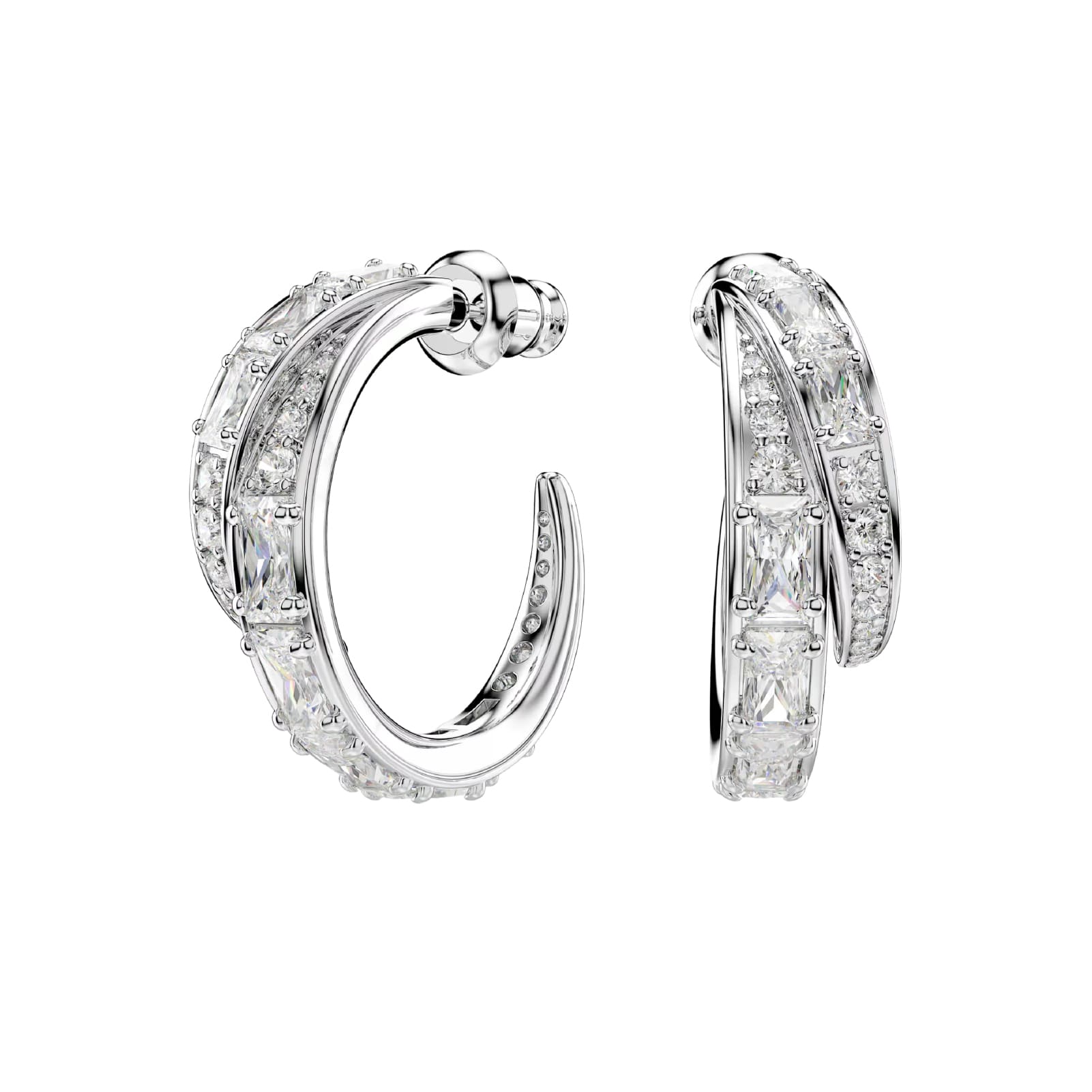 Orecchini a cerchio Swarovski Vienna lega argento e zirconi MISURA UNICA