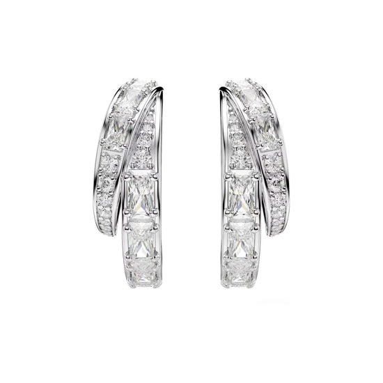 Orecchini a cerchio Swarovski Vienna lega argento e zirconi MISURA UNICA
