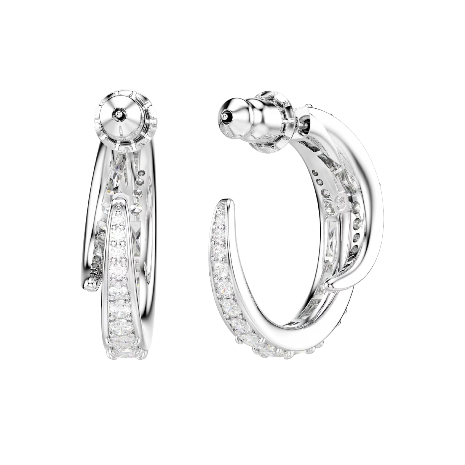 Orecchini a cerchio Swarovski Vienna lega argento e zirconi MISURA UNICA