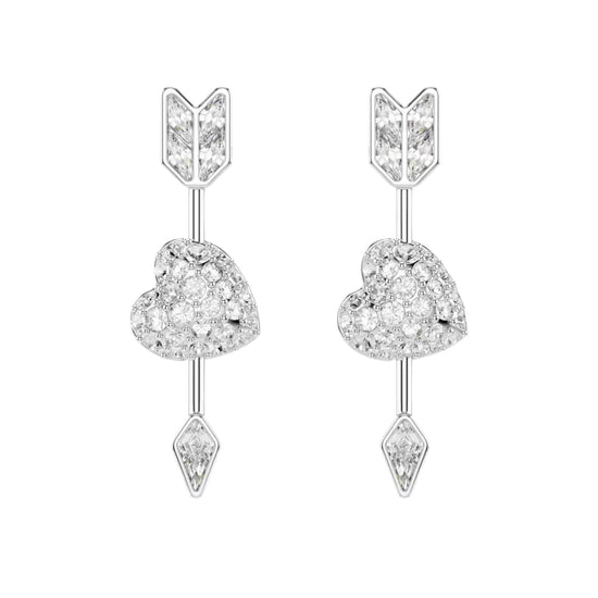 Orecchini pendenti Swarovski Idyllia rodiati cuore e freccia MISURA UNICA