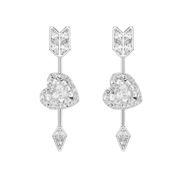 Orecchini pendenti Swarovski Idyllia rodiati cuore e freccia MISURA UNICA