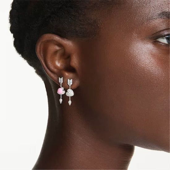 Orecchini pendenti Swarovski Idyllia rodiati cuore e freccia MISURA UNICA