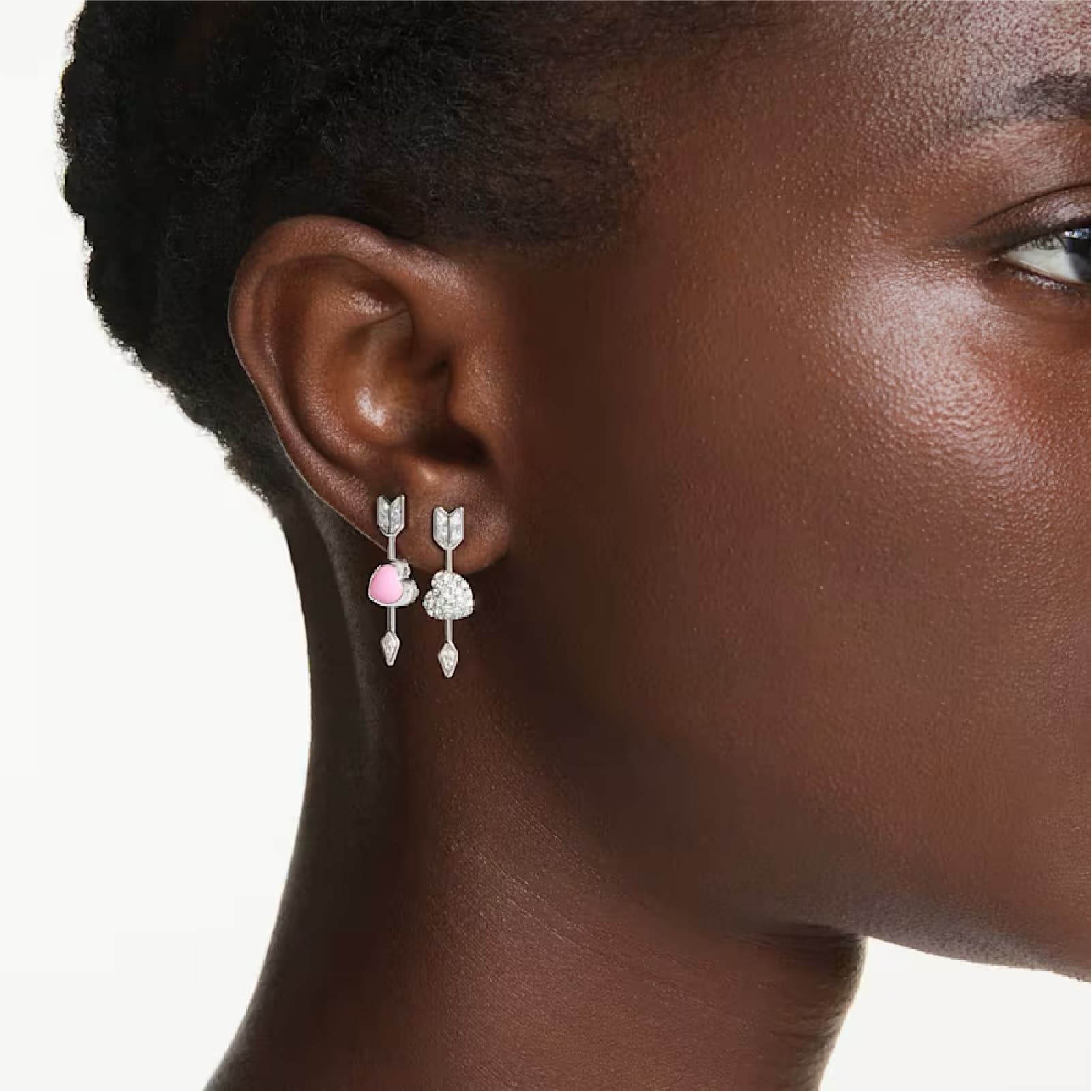 Orecchini pendenti Swarovski Idyllia rodiati cuore e freccia MISURA UNICA