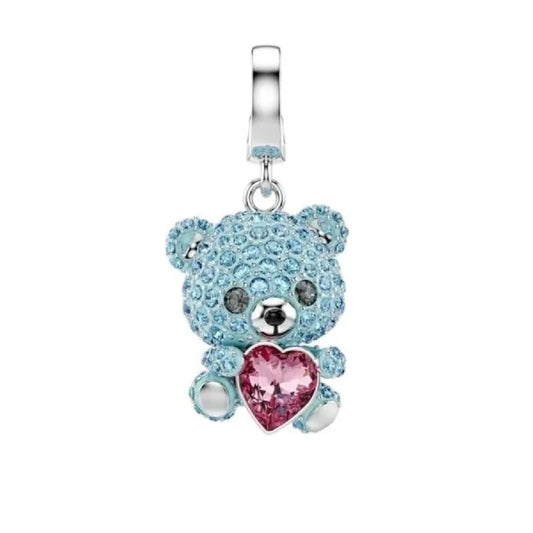 Charm orsetto Swarovski Idyllia con cristalli color azzurro MISURA UNICA