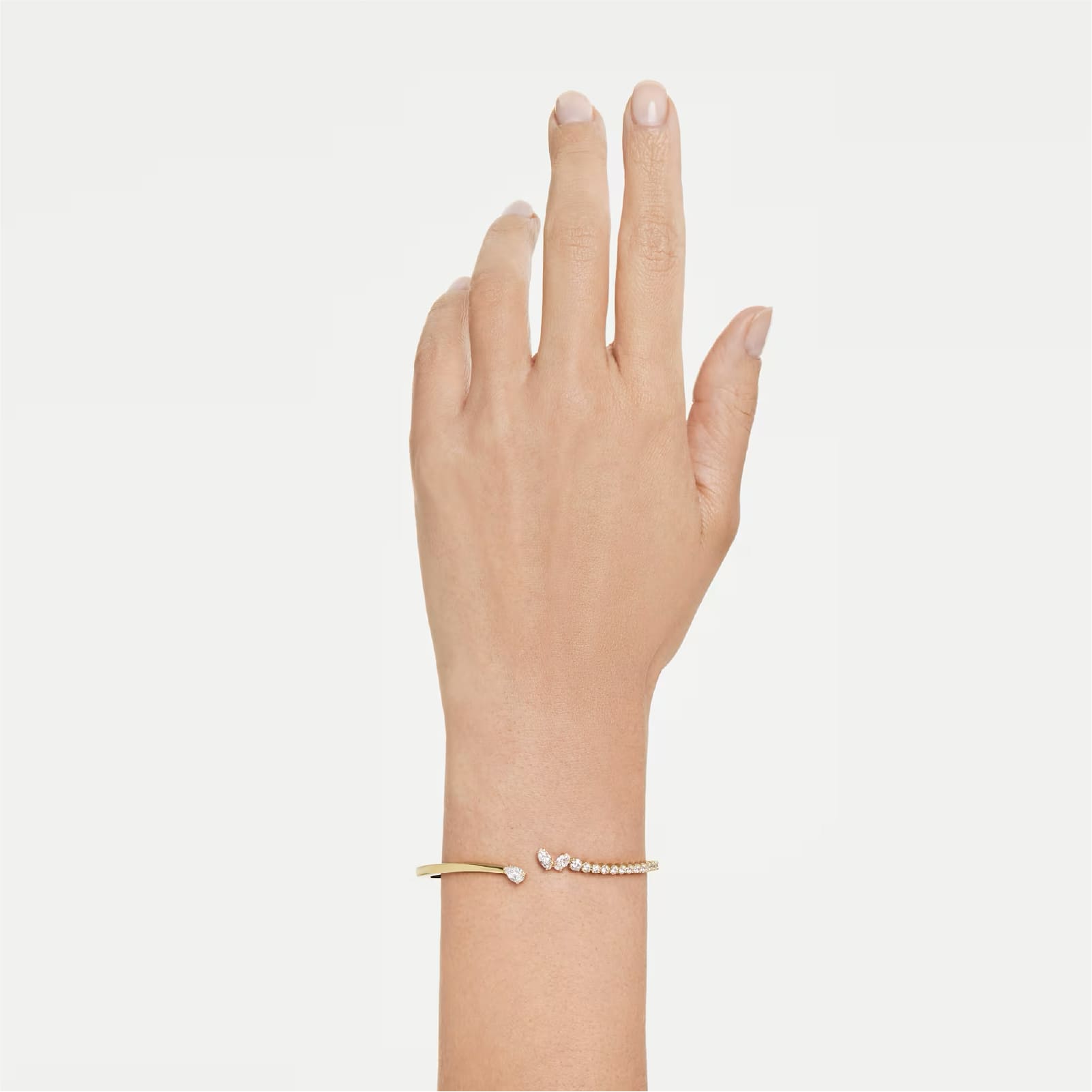 Bracciale rigido Swarovski Mesmera lega dorata e zirconi 16,8 cm