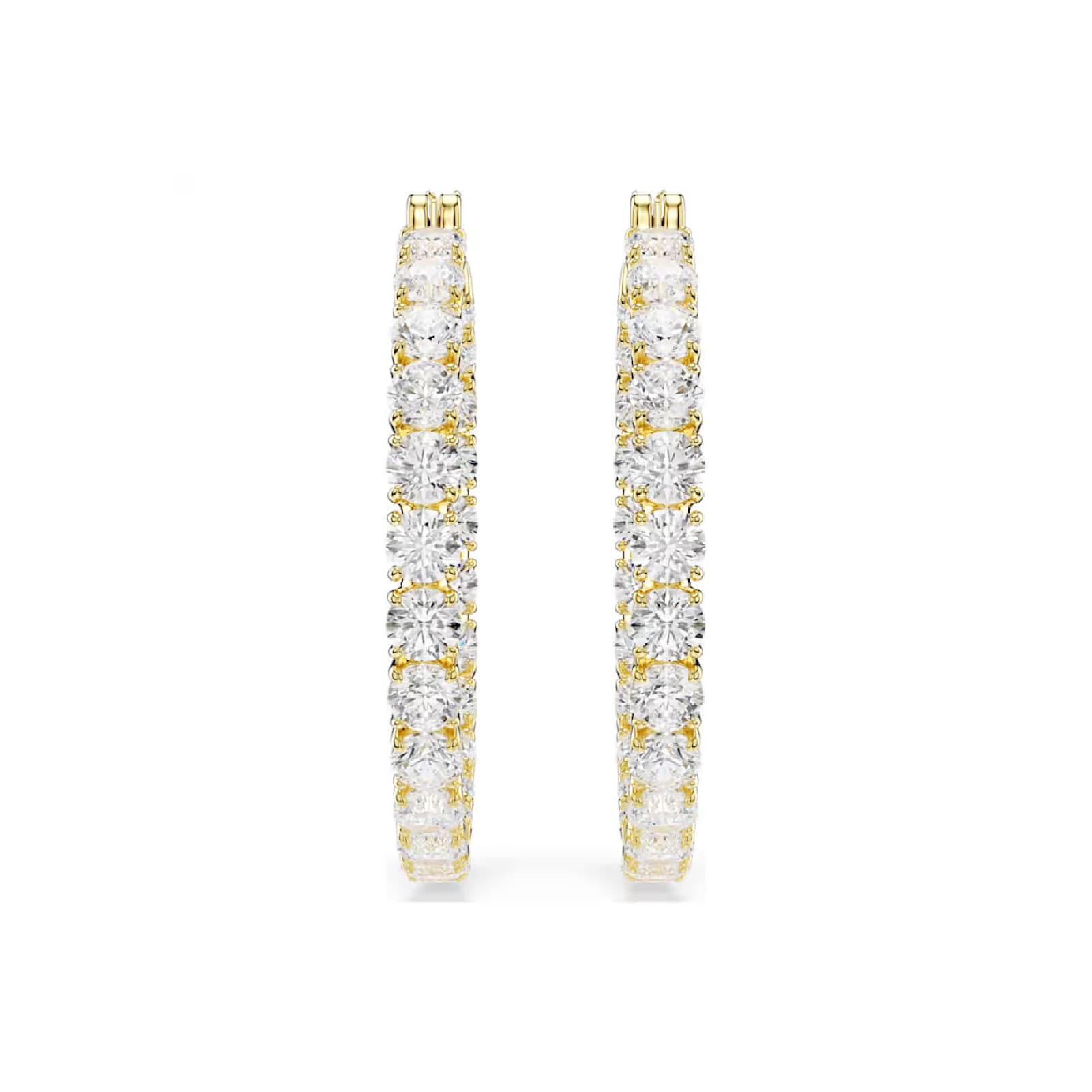 Orecchini a cerchio Swarovski placcati oro con cristalli round MISURA UNICA