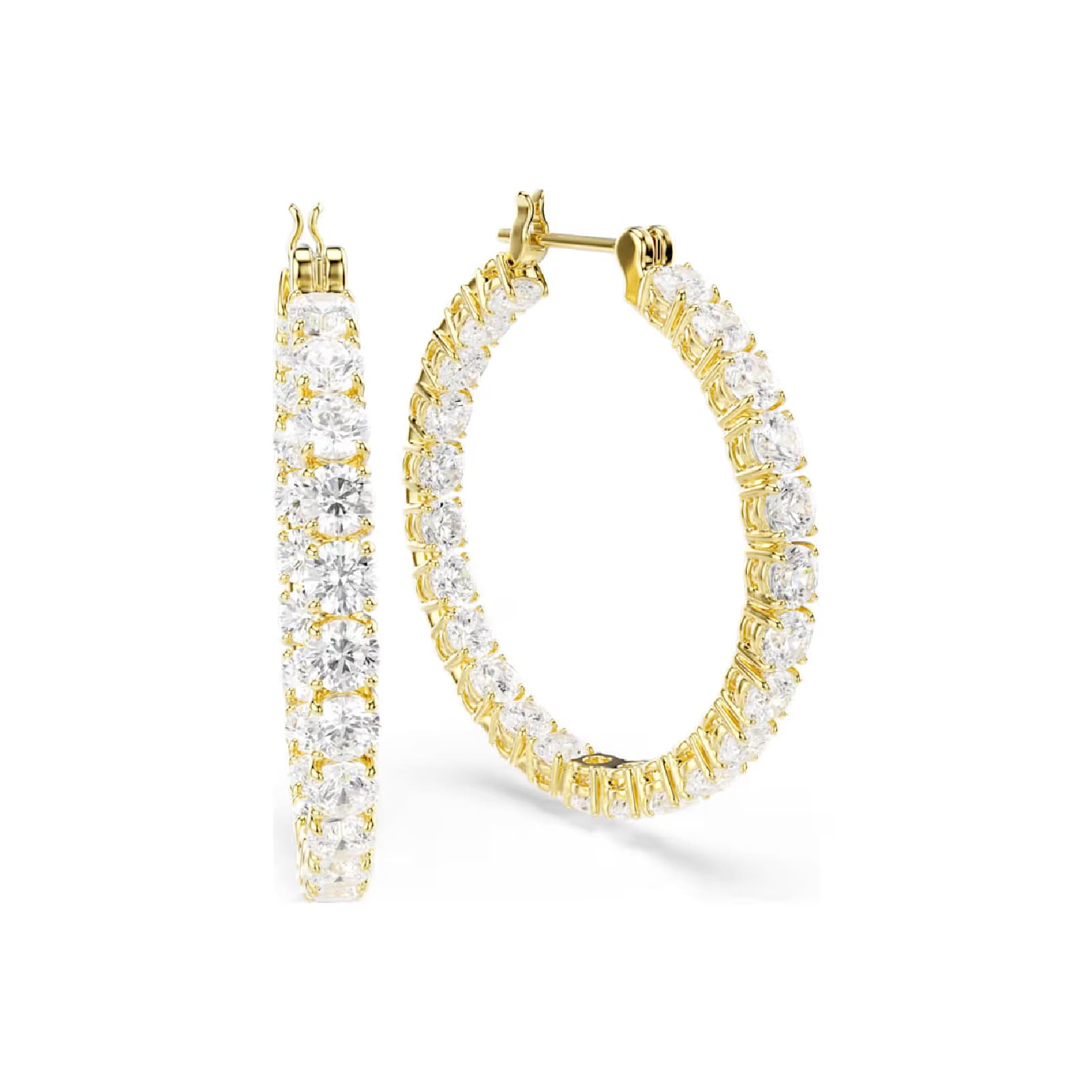 Orecchini a cerchio Swarovski placcati oro con cristalli round MISURA UNICA