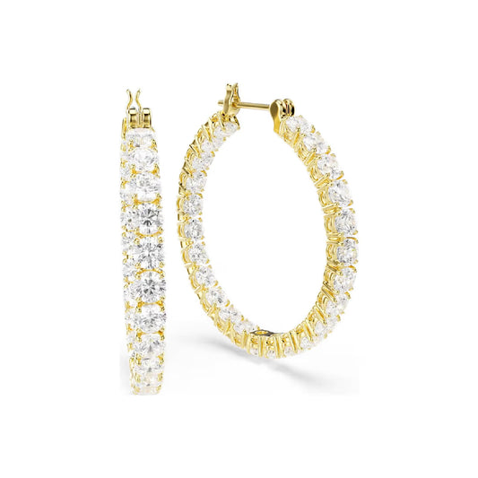 Orecchini a cerchio Swarovski placcati oro con cristalli round MISURA UNICA