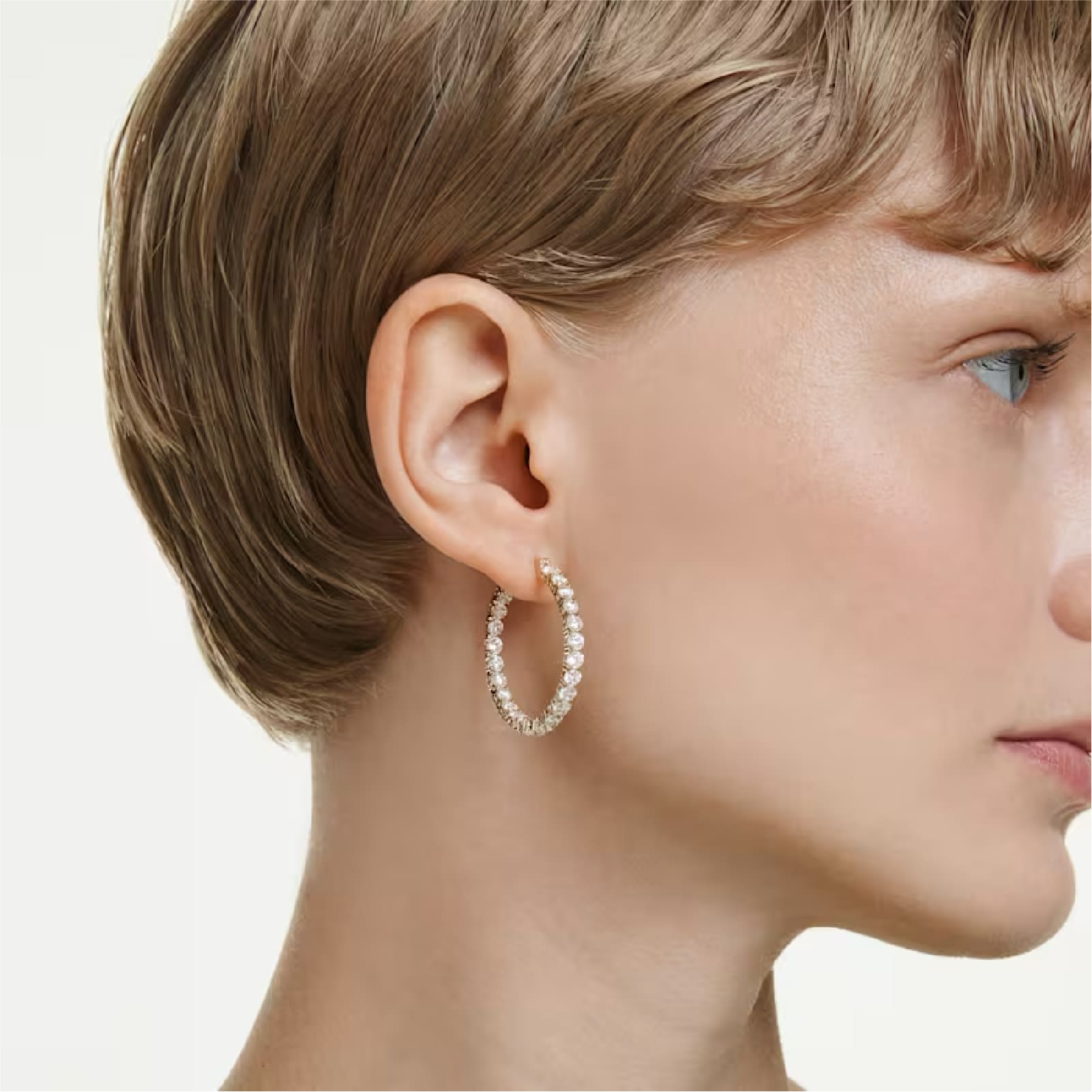 Orecchini a cerchio Swarovski placcati oro con cristalli round MISURA UNICA