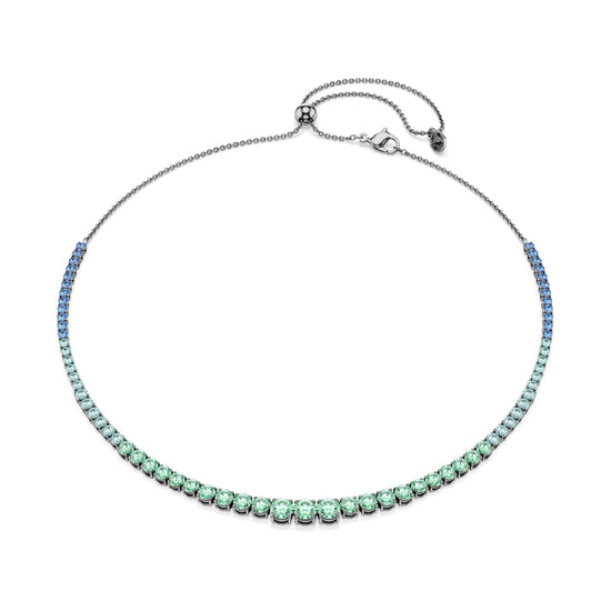 Collana girocollo Swarovski Matrix con cristalli verdi e blu MISURA UNICA