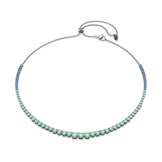 Collana girocollo Swarovski Matrix con cristalli verdi e blu MISURA UNICA