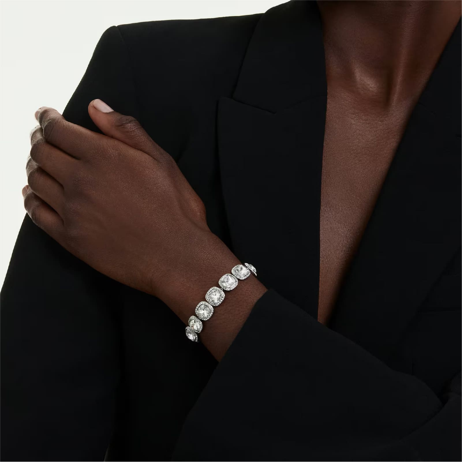 Bracciale Swarovski Una Angelic lega argento e cristalli Regolabile 15,5-20 cm