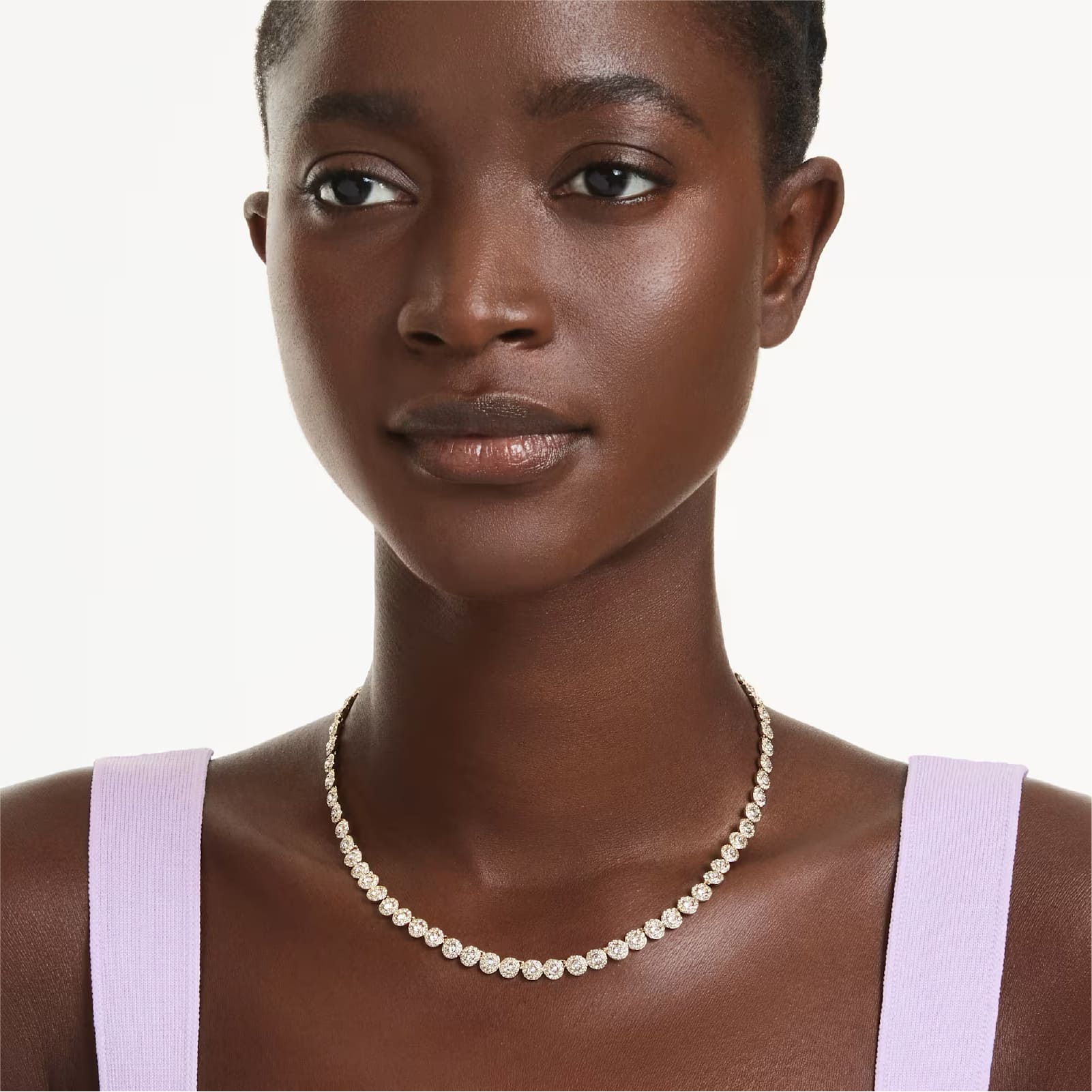 Collana girocollo Swarovski Una placcato rodio con cristalli MISURA UNICA