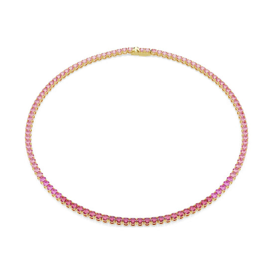Collana tennis Swarovski Matrix placcata oro con cristalli rosa MISURA UNICA