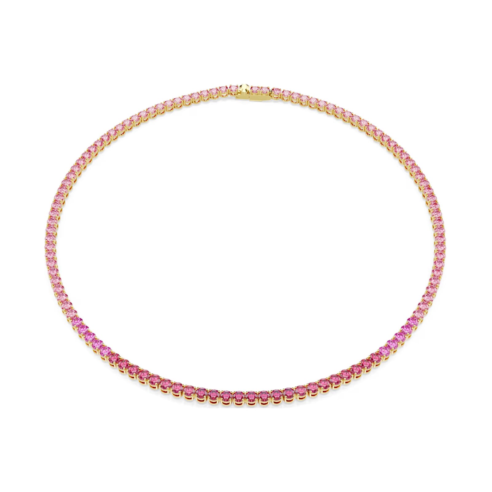 Collana tennis Swarovski Matrix placcata oro con cristalli rosa MISURA UNICA