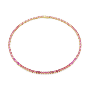 Collana tennis Swarovski Matrix placcata oro con cristalli rosa MISURA UNICA