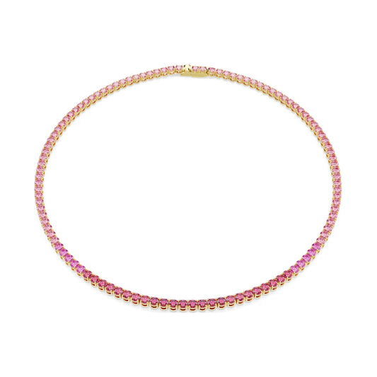 Collana tennis Swarovski Matrix placcata oro con cristalli rosa MISURA UNICA