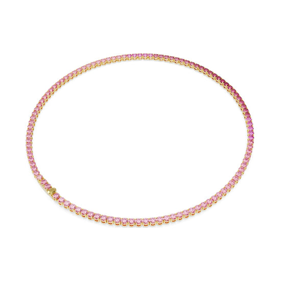Collana tennis Swarovski Matrix placcata oro con cristalli rosa MISURA UNICA