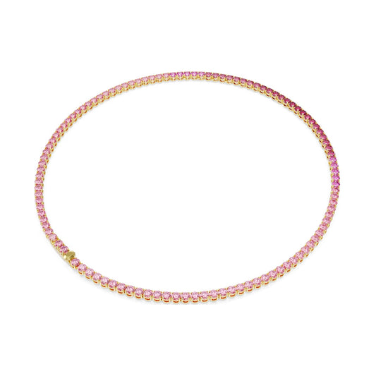 Collana tennis Swarovski Matrix placcata oro con cristalli rosa MISURA UNICA