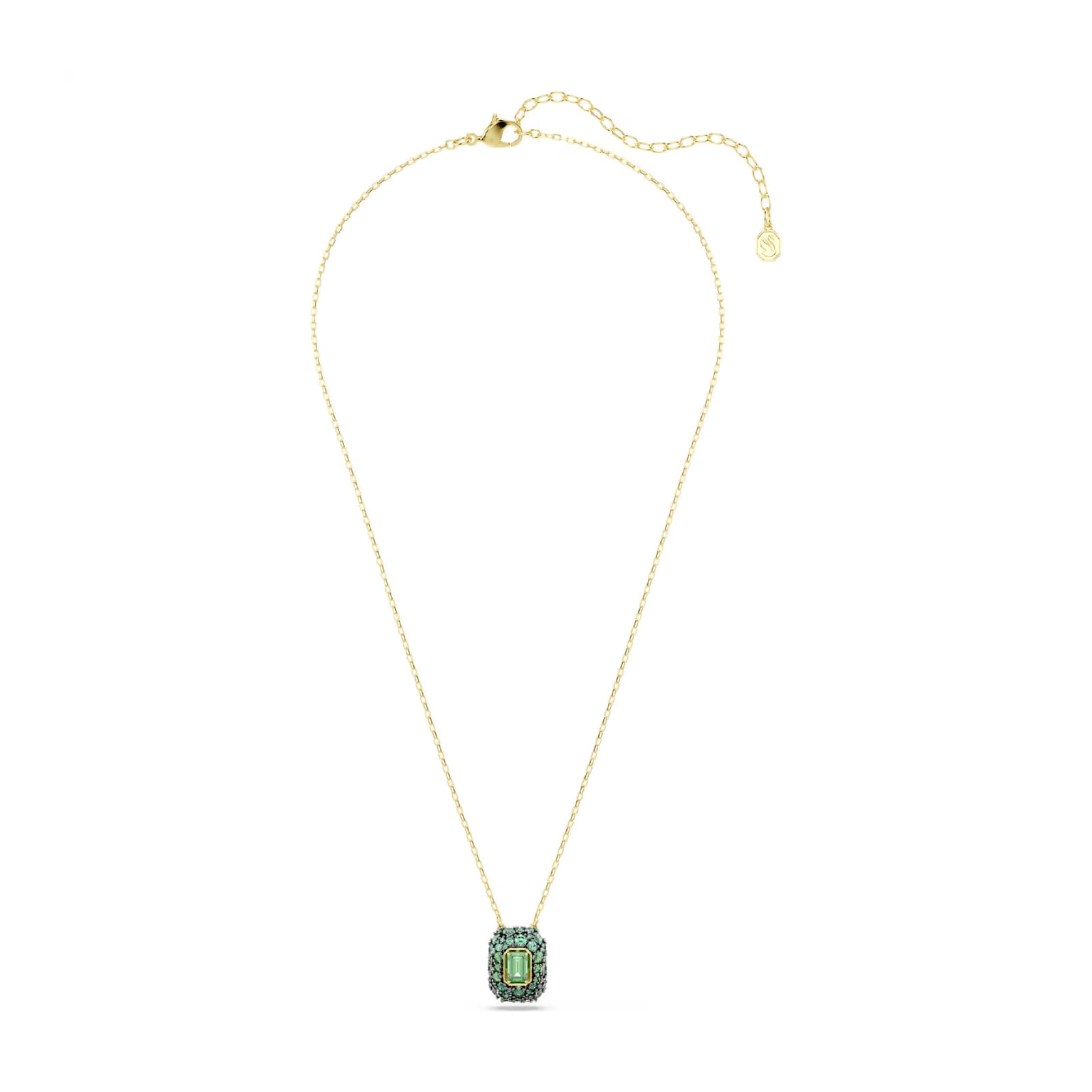 Collana catena Swarovski Sublima lega oro cristalli verde MISURA UNICA