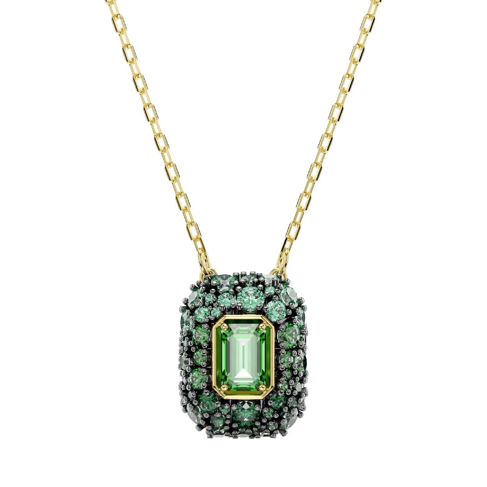 Collana catena Swarovski Sublima lega oro cristalli verde MISURA UNICA