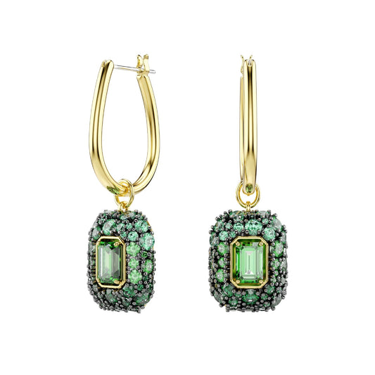 Orecchini pendenti Swarovski Sublima lega oro cristalli verde MISURA UNICA