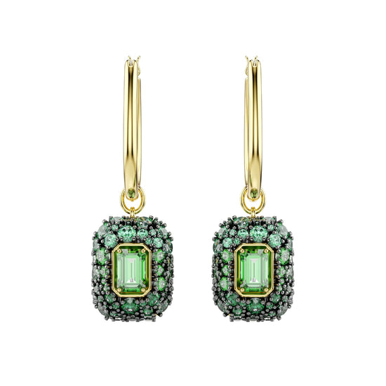 Orecchini pendenti Swarovski Sublima lega oro cristalli verde MISURA UNICA