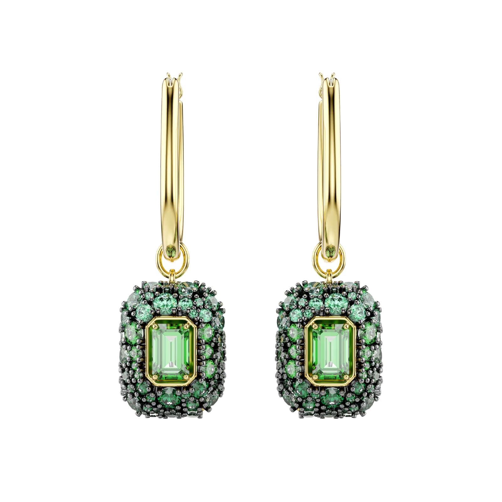 Orecchini pendenti Swarovski Sublima lega oro cristalli verde MISURA UNICA