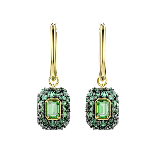 Orecchini pendenti Swarovski Sublima lega oro cristalli verde MISURA UNICA