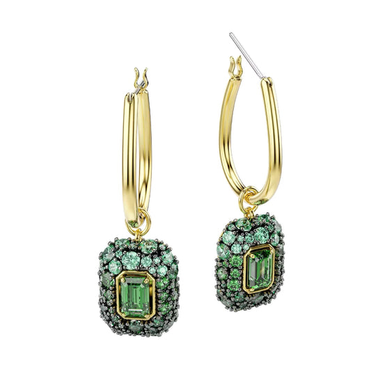 Orecchini pendenti Swarovski Sublima lega oro cristalli verde MISURA UNICA