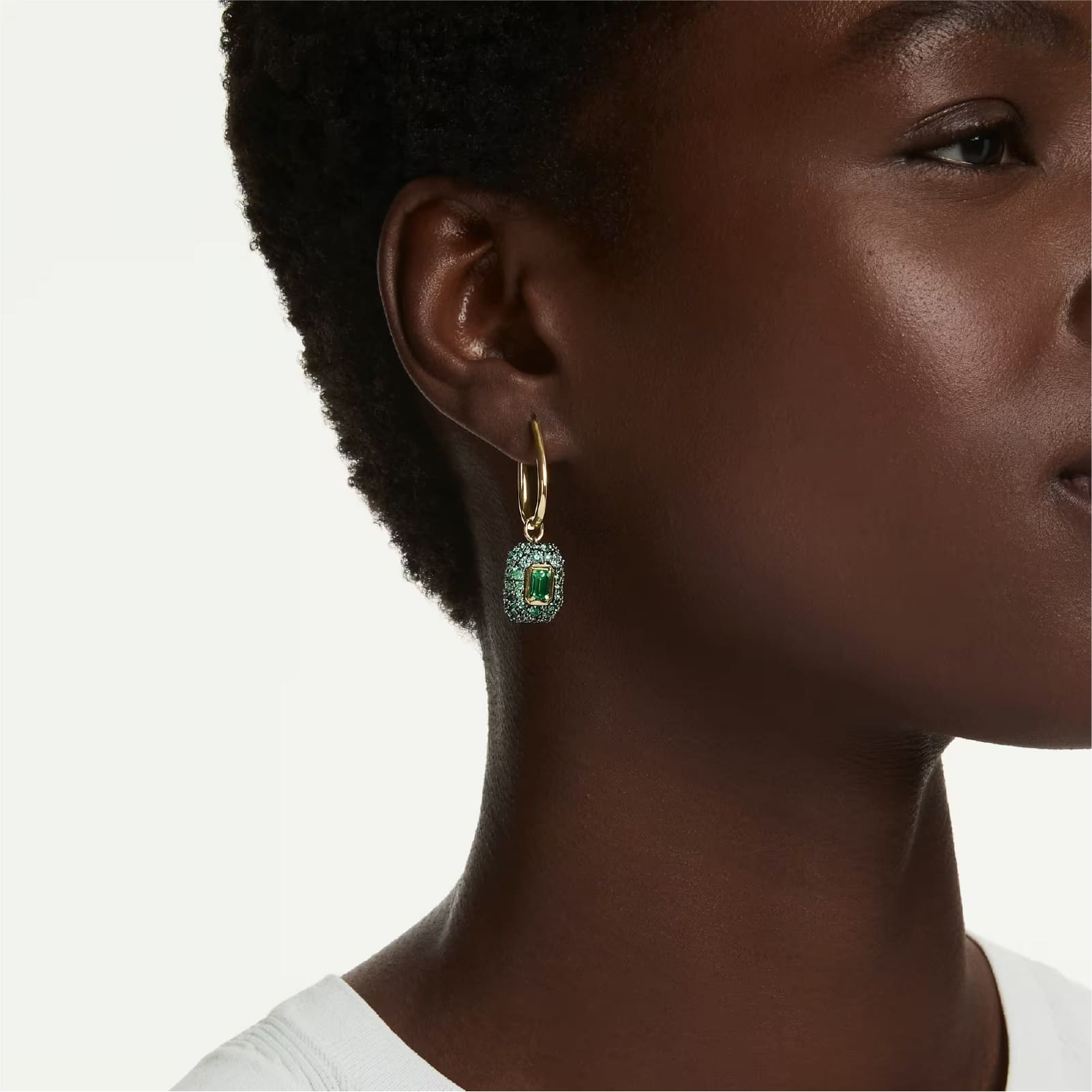 Orecchini pendenti Swarovski Sublima lega oro cristalli verde MISURA UNICA