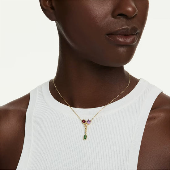 Collana pendente Swarovski Imber lega oro cristalli colorati MISURA UNICA