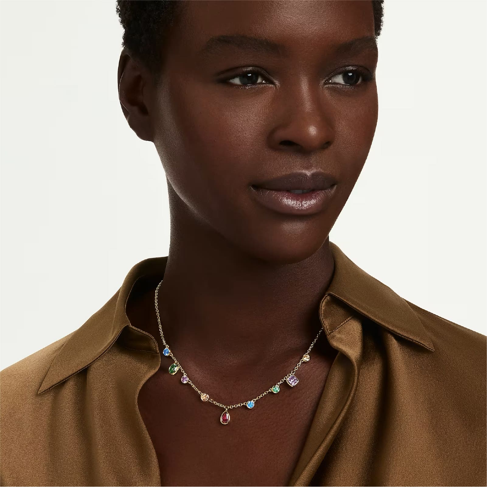 Collana catena Swarovski Imber lega oro e cristalli colorati MISURA UNICA