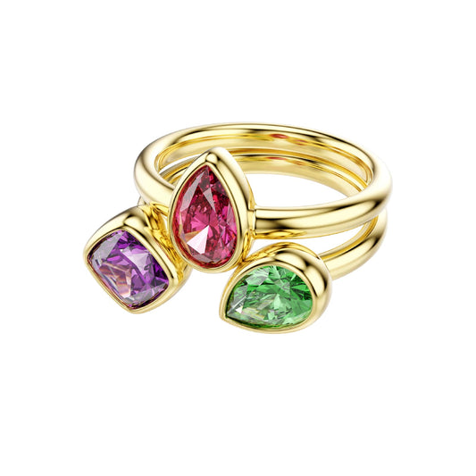 Anello Swarovski Imber in lega oro e cristalli colorati 12