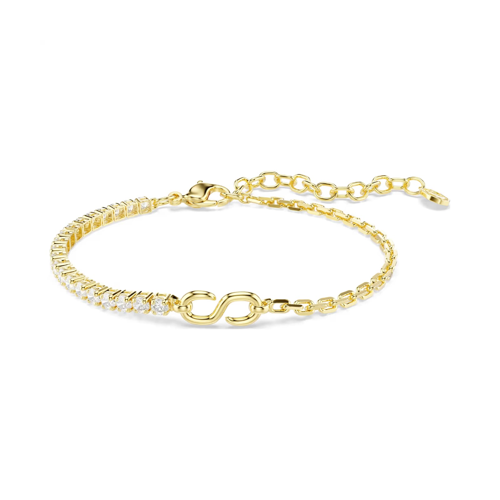 Bracciale catena Swarovski Matrix lega oro e zirconi Regolabile 15,5-20 cm