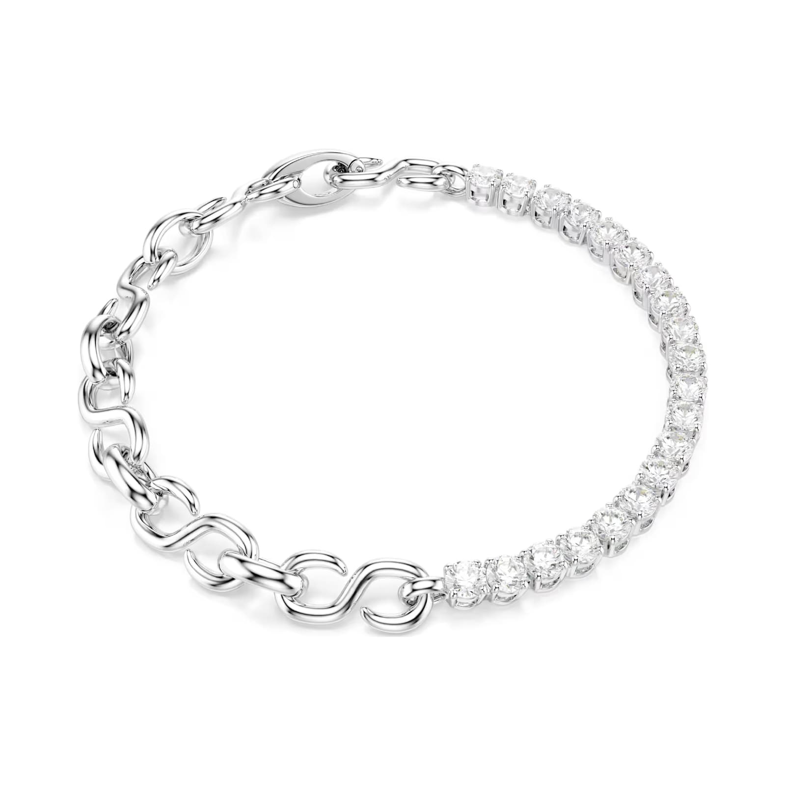 Bracciale catena Swarovski Matrix lega argento e zirconi Regolabile 17-19 cm