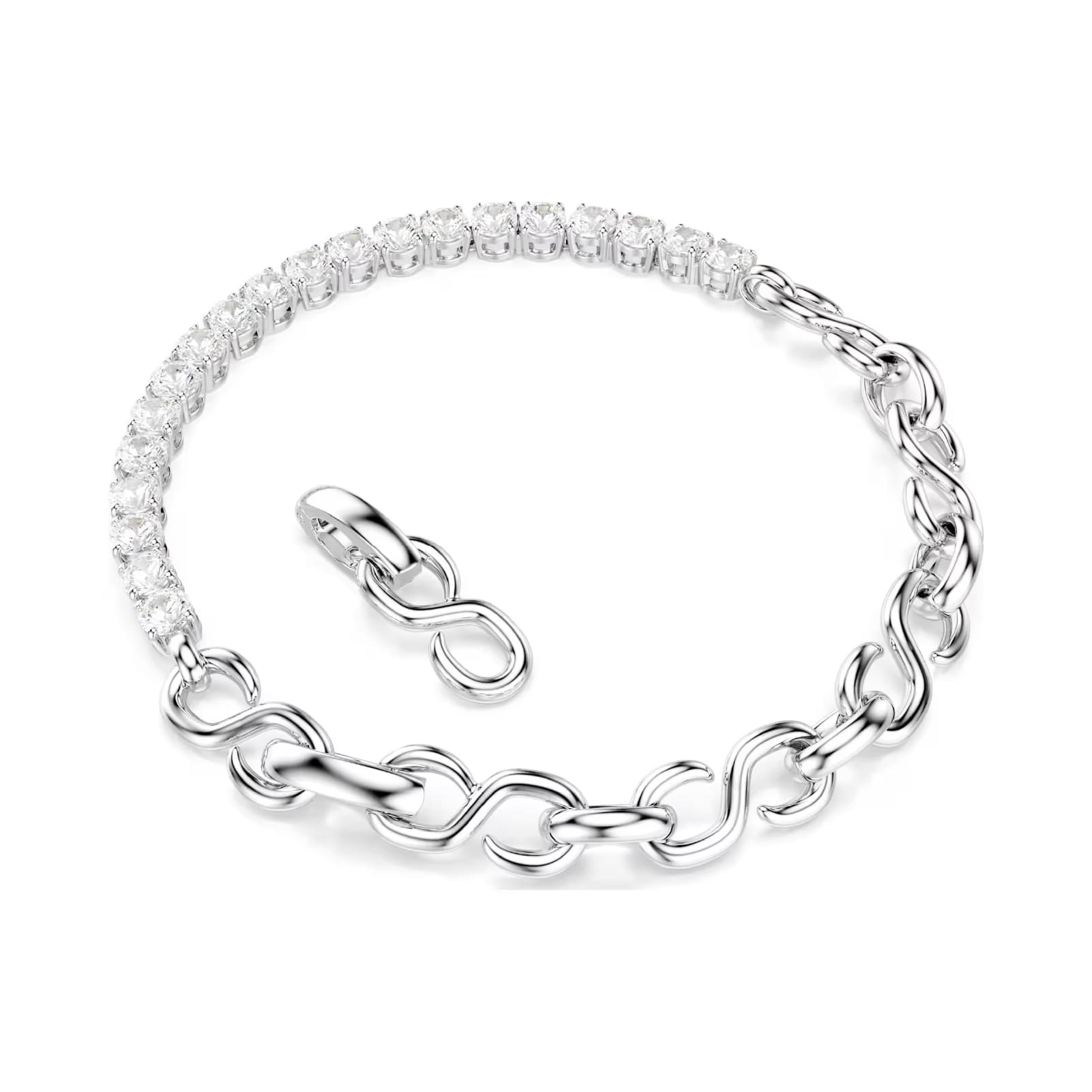Bracciale catena Swarovski Matrix lega argento e zirconi Regolabile 17-19 cm