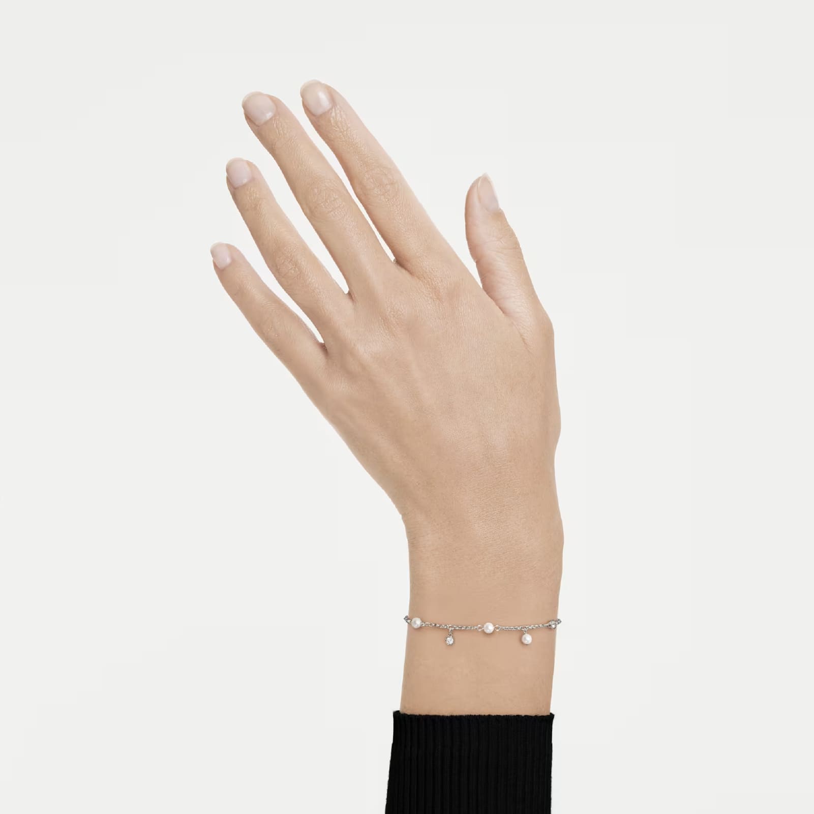 Bracciale catena Swarovski Imber lega argento perle 15,5 cm