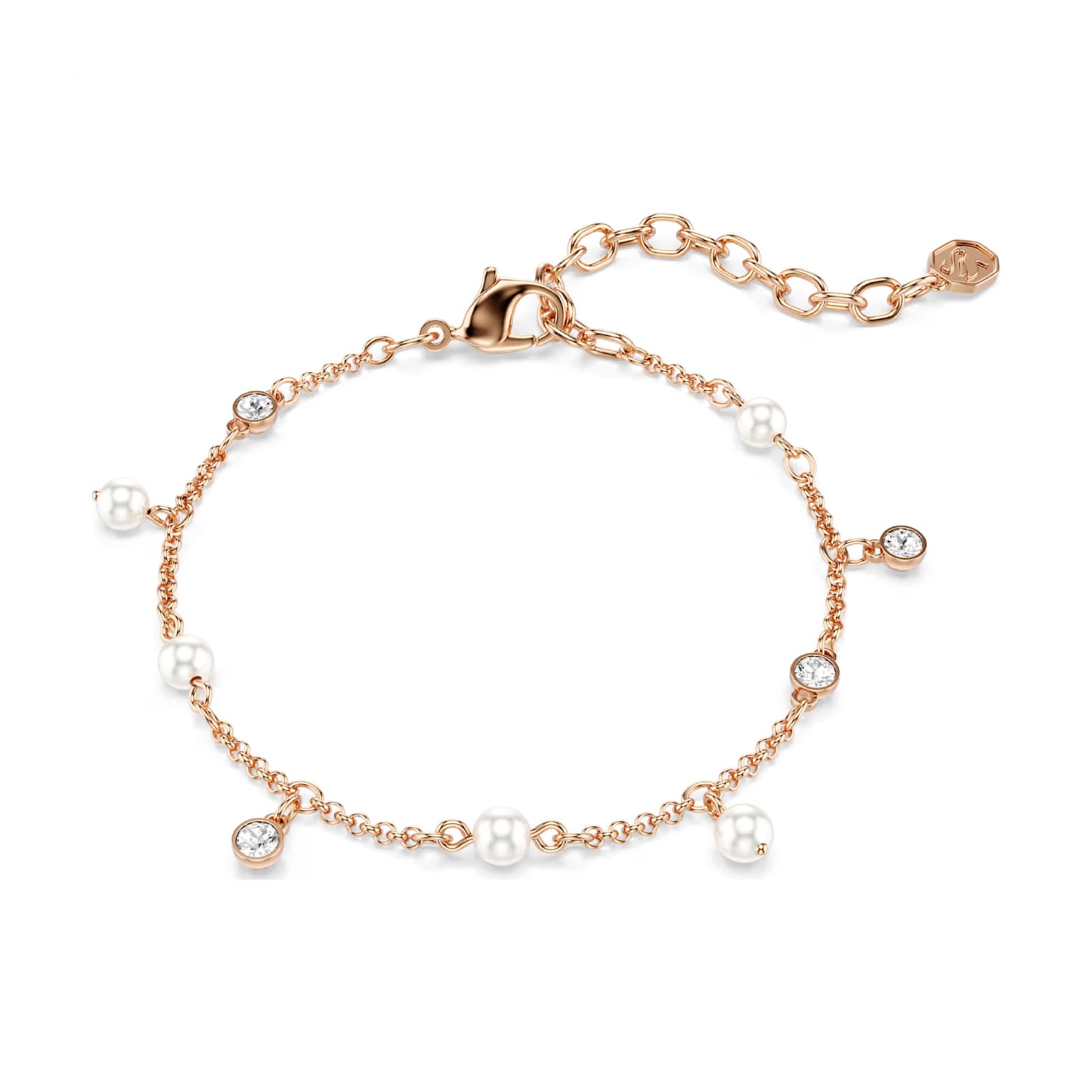 Bracciale catena Swarovski Imber lega oro rosa perle 15,5 cm