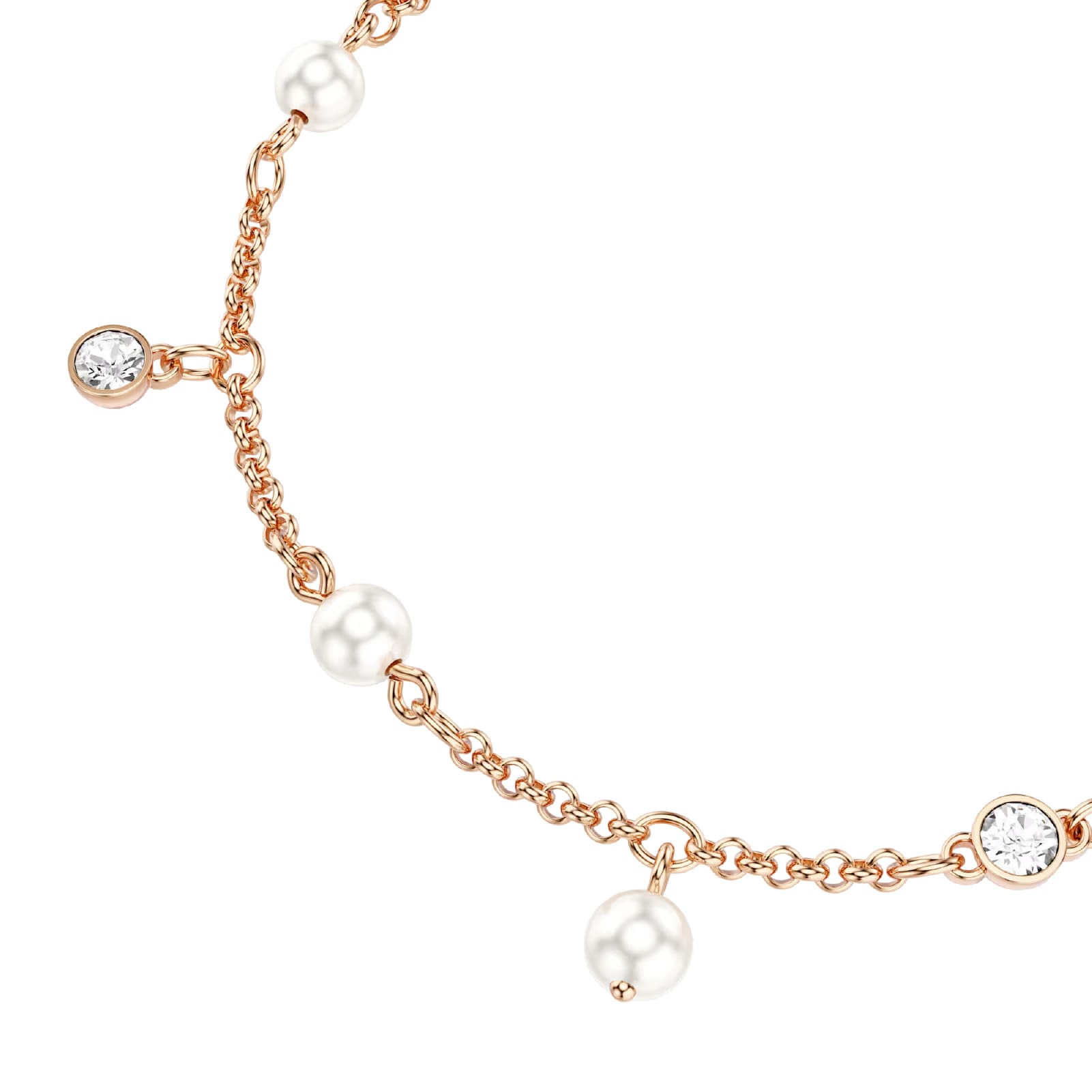 Bracciale catena Swarovski Imber lega oro rosa perle 15,5 cm