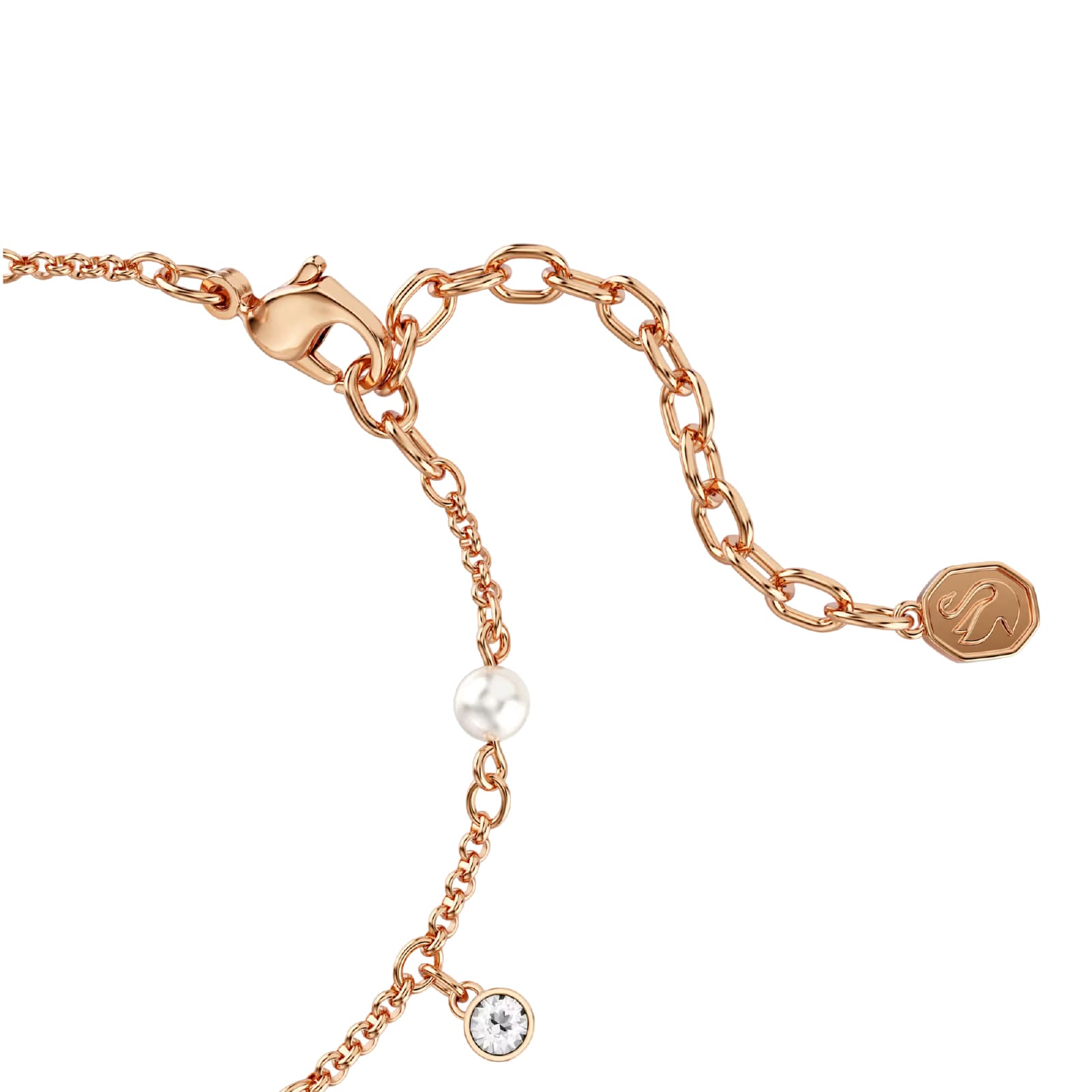 Bracciale catena Swarovski Imber lega oro rosa perle 15,5 cm