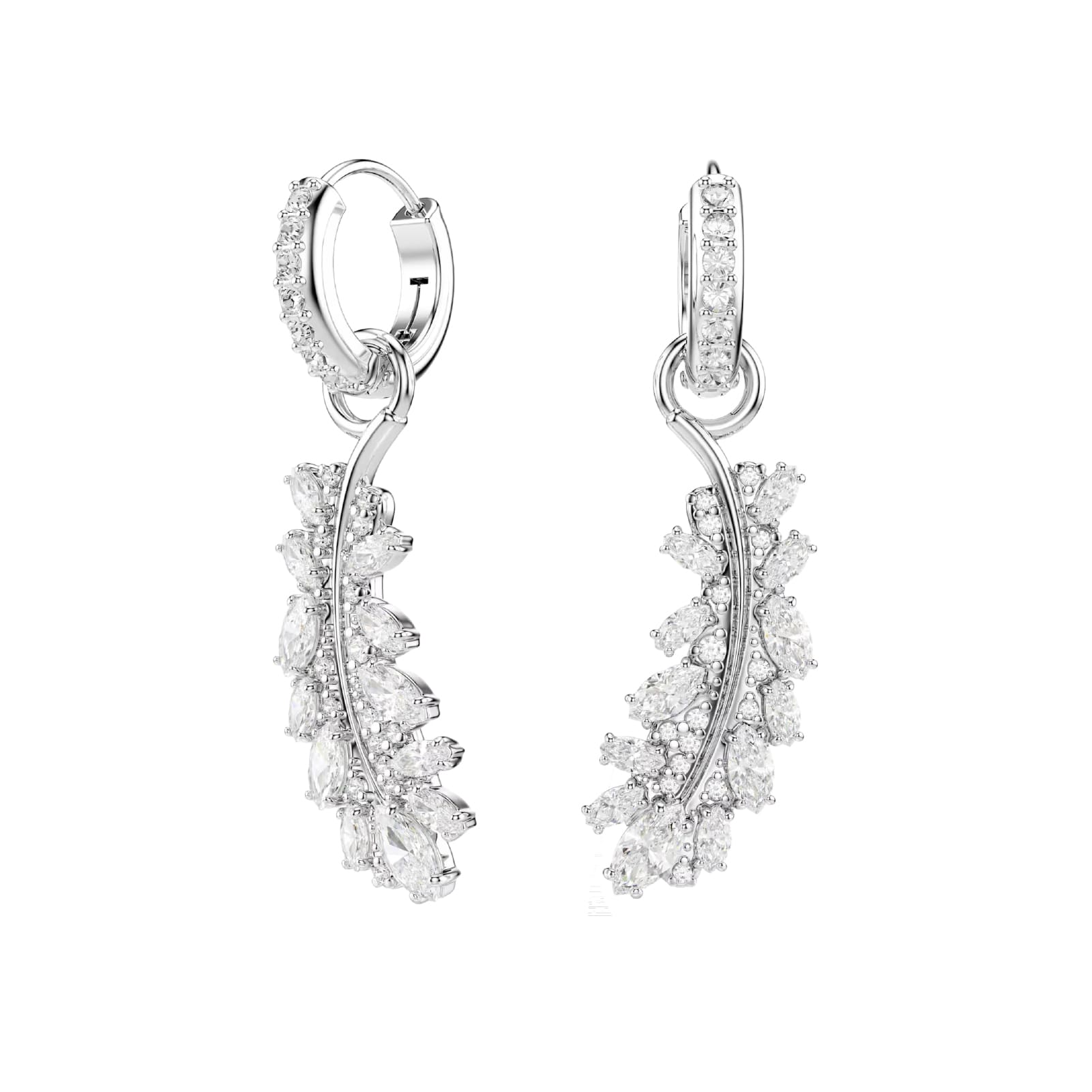 Orecchini pendenti Swarovski Vienna lega argento piuma MISURA UNICA